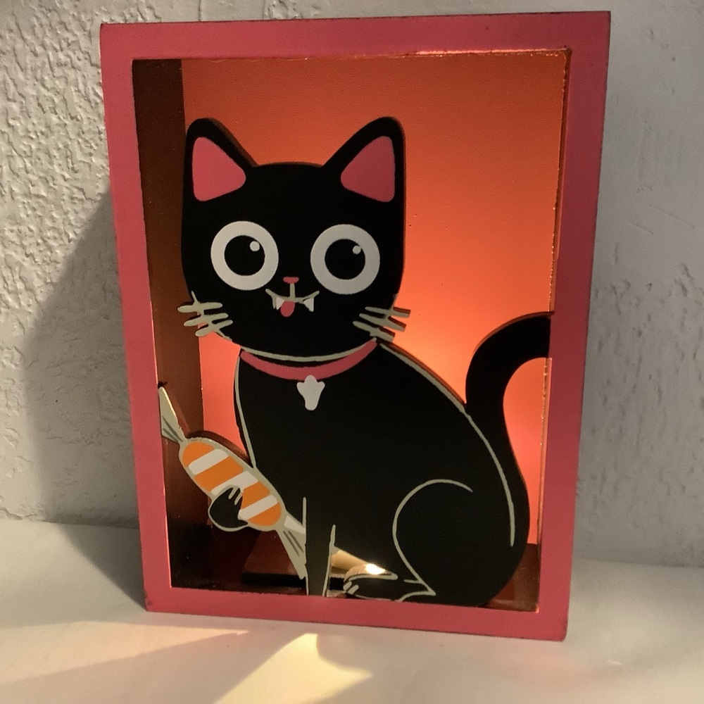 Light Up Shadow Box Black Cat Pink Black Deco Guangzhou Youth Arts Crafts Co